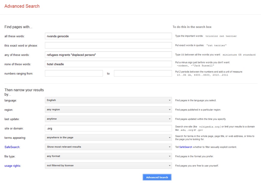 advanced search screenshot